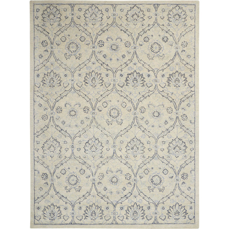 Tracy Handmade Wool Light Blue/Ivory Rug Birch Lane